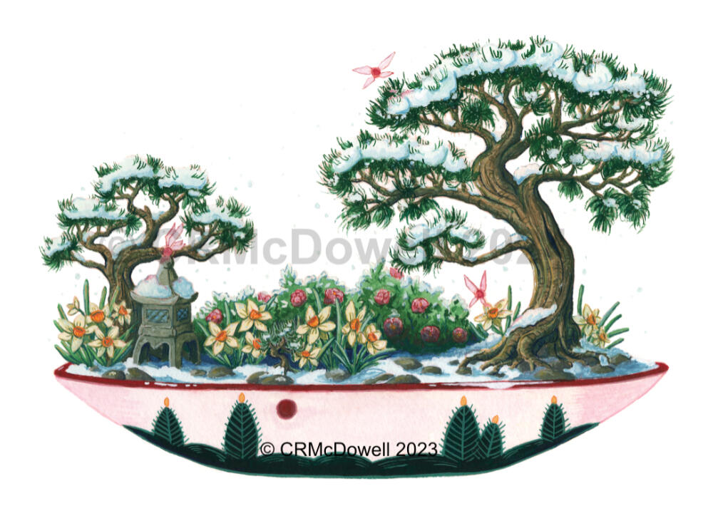 Japanese Winter Terrarium (Gouache 6&quot;x8&quot; May 2023)