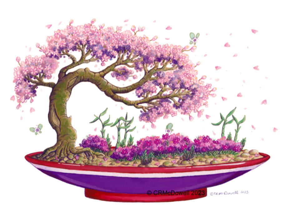 Japanese Spring Terrarium (Gouache 6"x8" June 2023)