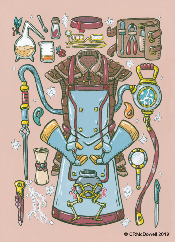 Artificer: RPG Equip (Gouache 6.5"x8.5" May 2019)