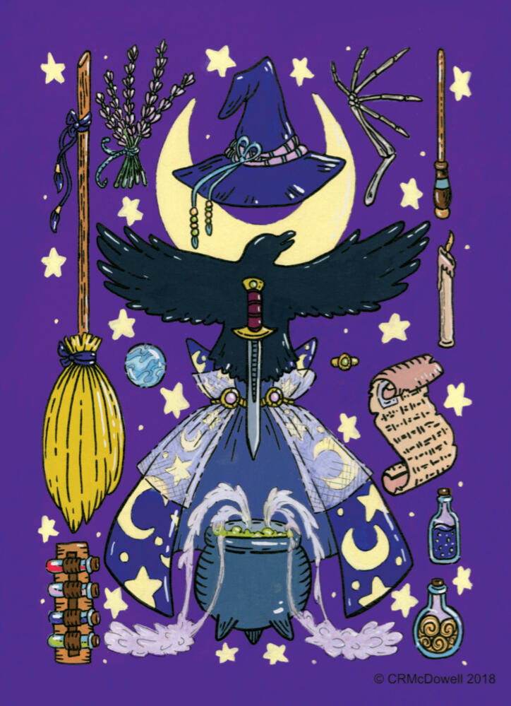 Witch: RPG Equip (Gouache 6&quot;x8&quot; September 2017)